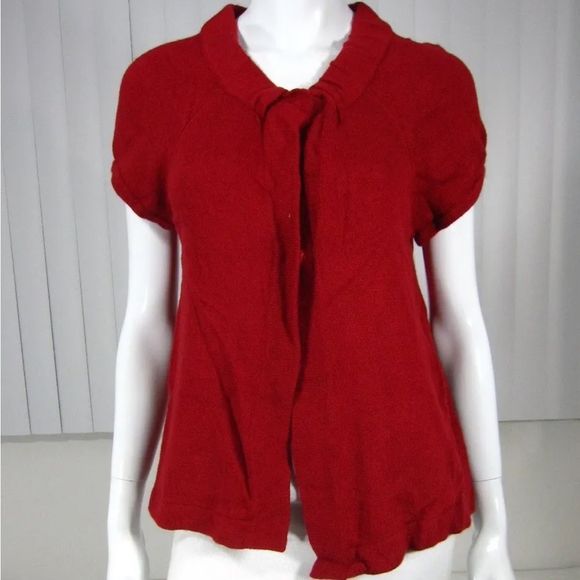 LOFT Sweaters - Ann Taylor Loft Red Short Sleeve Cardigan Sweater Size Small